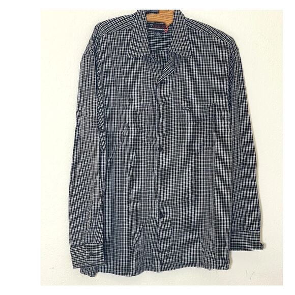 Men's Guess Black & White Plaid Button Front Dress Long Sleeve Shirt SIZE M - Picture 1 of 8
